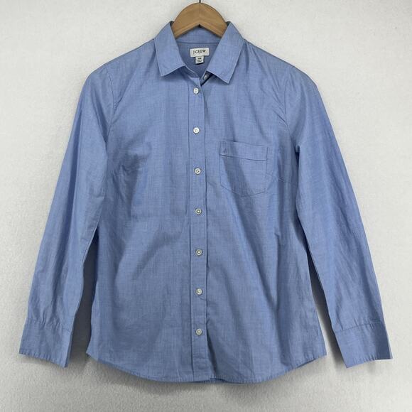 J.CREW Shirt Womens XS Signature Fit End On End Cotton Woven Button Up Blue - Picture 1 of 14